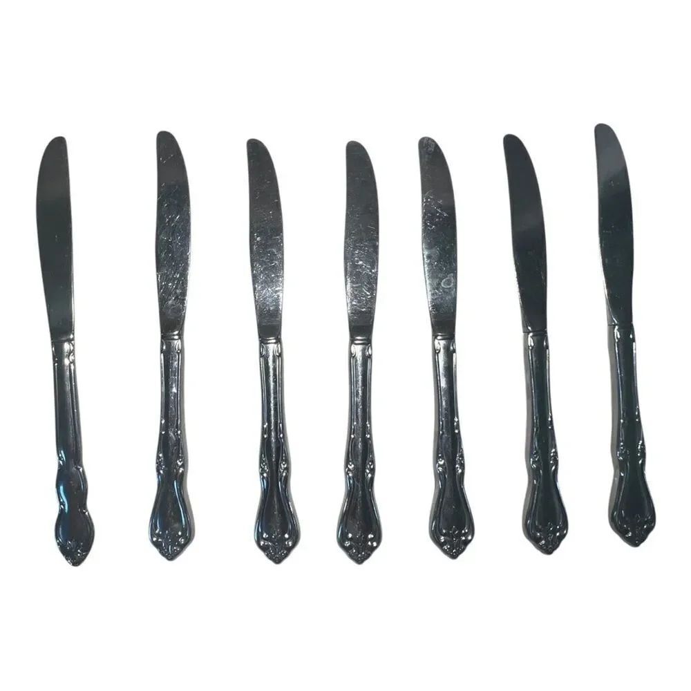 Oneida Set of 8 Briarwood & Arbor Rose Dinner Knives Stainless Silver Flatware